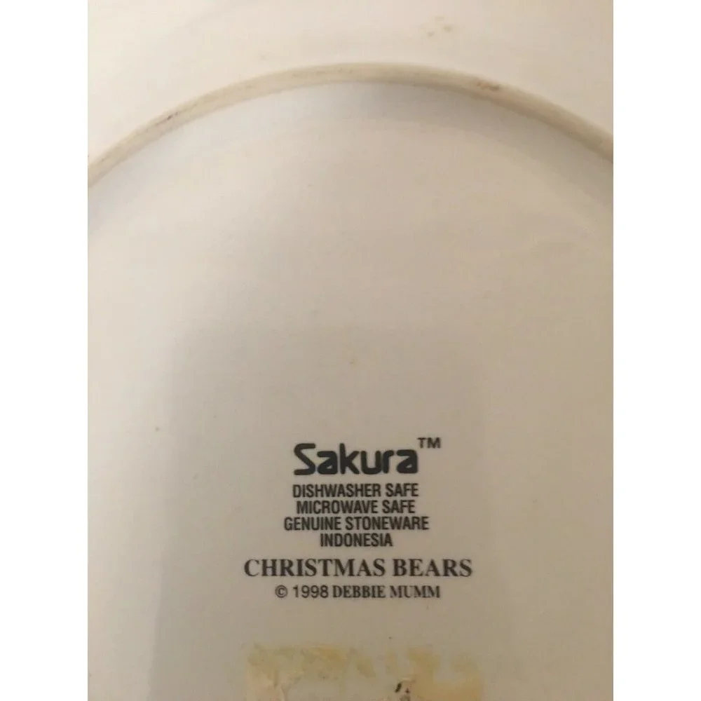Christmas‎ Bears Sakura Debbie Mumm Salad Plate-Wreath 1998
